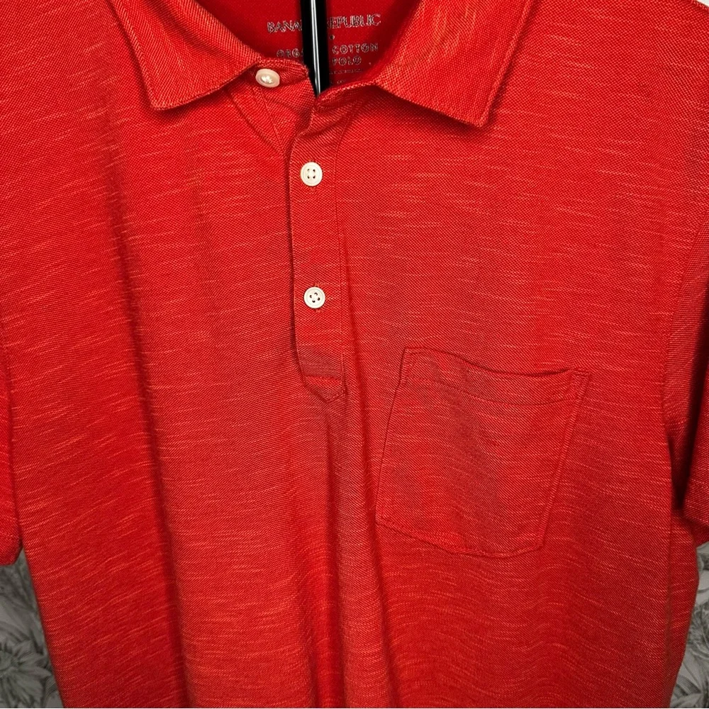 Banana Republic Organic Cotton Pique Polo Shirt Red Heather Short Sleeve Mens XL